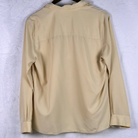 Liz Claiborne Women's Size L Soft Rayon Polyester Cream Color Long Sleeve Blouse - Picture 2 of 4
